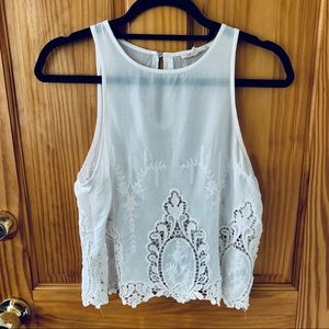 Lace white sleeveless top